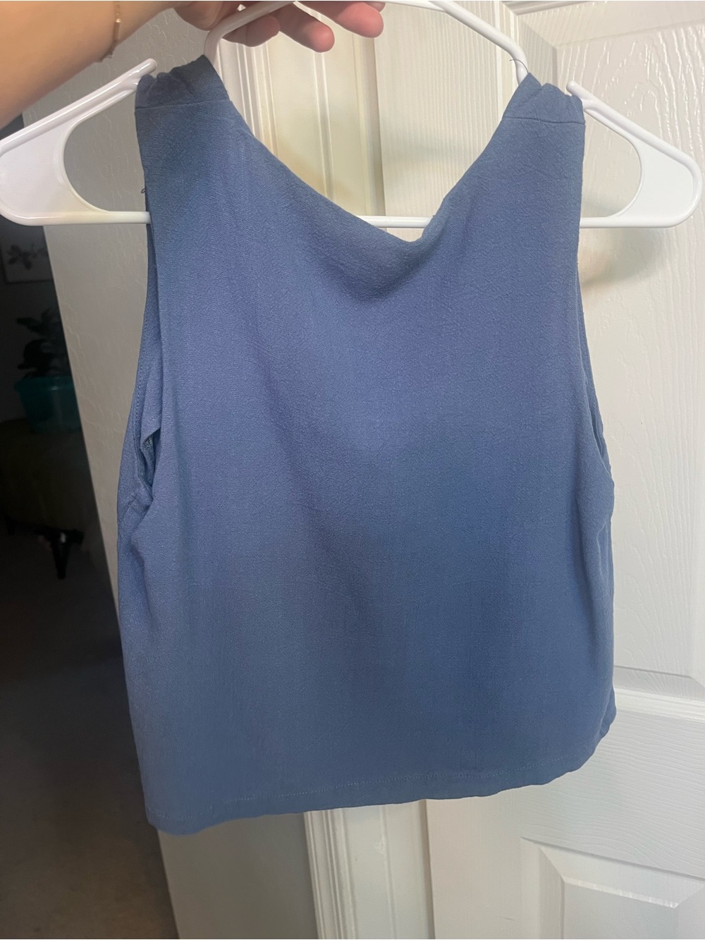 Sleeveless Blue Women's Top Loose Crop Top Work Shirt